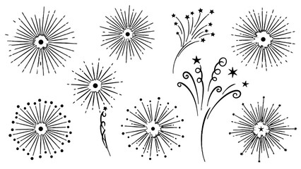 Black and white floral vector icons for decoration and design