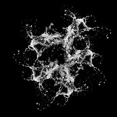 A captivating display of water splash against a dark background, the water's intricate details come to life. The dynamic and powerful water splash captures the moment