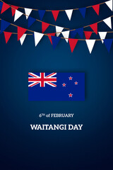 New Zeland independence day greetings card with flag