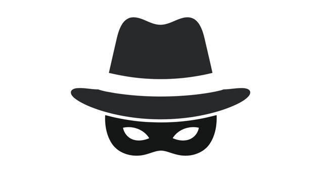 Mysterious figure wearing a black hat and mask