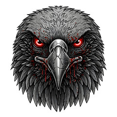Intense fierce eagle head illustration portrait art.