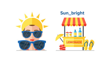 Summer vibes with sunglasses and lemonade stand vector art