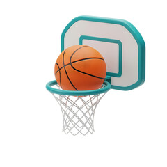Fototapeta premium Basketball going through hoop isolated on transparent background