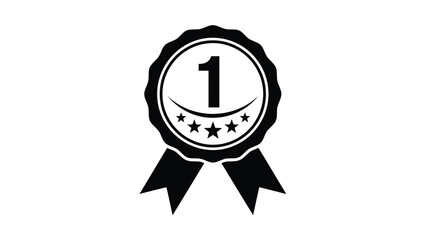 First place winner badge with stars and ribbon