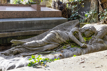 Highgate Cemetery Angel Statue. Victorian Gothic Mourning Sculpture London, UK