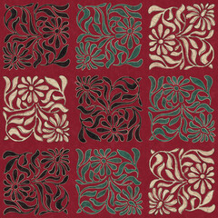 GEOMETRIC MANDALA SEAMLESS PATTERNS  AJRAKH PATTERN, HAND BLOCK PRINT, BATIK PRINT, INDIAN TEXTILE BACKGROUND