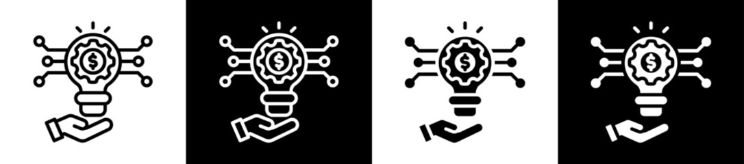 Financial Innovation Icon Set In Black And White Filled Style Collection