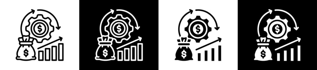 Financial Services Icon Set In Black And White Filled Style Collection