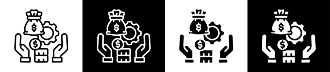 Wealth Management Icon Set In Black And White Filled Style Collection