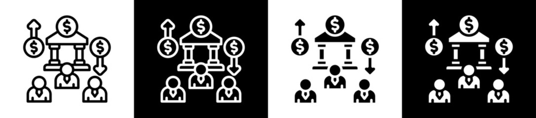 Credit Union Icon Set In Black And White Filled Style Collection