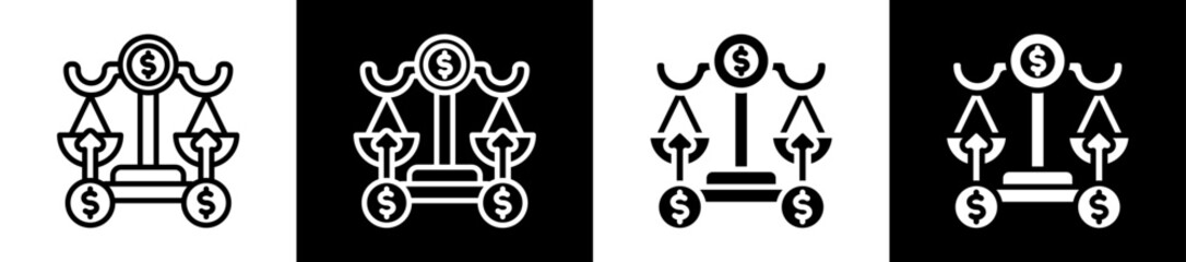 Finance Law Icon Set In Black And White Filled Style Collection