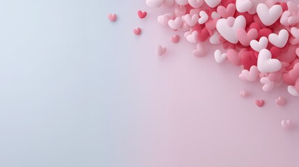 Pink background with a bunch of hearts scattered around it. Valentines day.