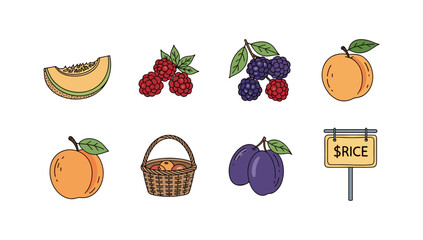 Colorful fruit collection with flat design elements