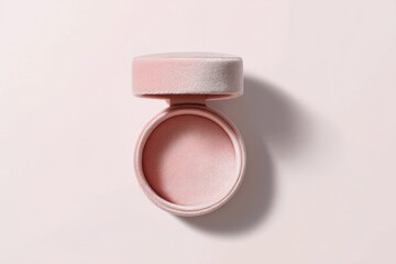 Pink velvet box with a white lid. Valentines day.