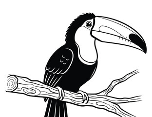 Obraz premium Toucan Bird Line Art Vector Black White Illustration