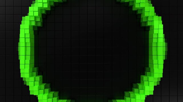 Green Neon Energy Ring Seamless Abstract 3D Loop Animation. 3D rendering