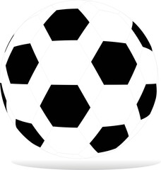 A soccer ball on white background with light sadhow.