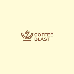 coffee cup and energy accent with line art design style for coffee shop logo and coffee product brand