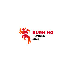 people running with fire burning for running, marathon and other sports logos