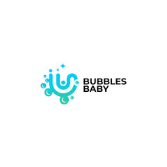 simple and modern, baby and bubbles for baby product brand logos such as shampoo, soap and others