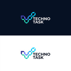 checkmark with shiny and futuristic coloring for technology and knowledge verification logo