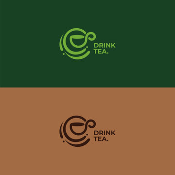 cups and splashes of water for tea shop logos and tea and herbal product brands