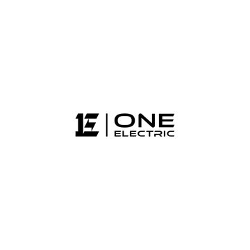 The letter E, the number one and the electric accent for the technology, energy and electricity logo