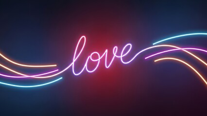 Valentine's day neon love sign with colorful lights for romantic ambiance on valentine's day