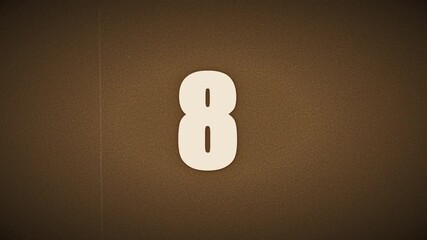 Vintage film style countdown timer from ten to one with authentic grain and flickering sepia texture