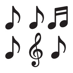 Music Icon Set Treble Clef Notes