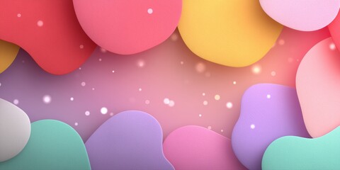 Abstract colorful paper cut shapes with bokeh lights on pink background for vibrant wallpapers.

