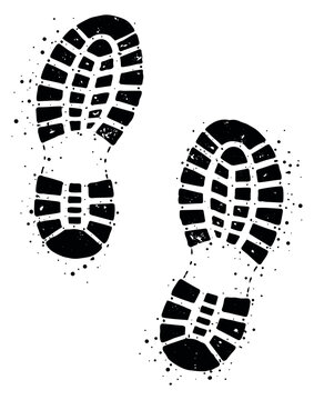 Grungy boot print set featuring dirty footprints for tracking and exploration