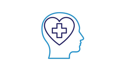 Healthcare concept with medical cross in heart shaped head