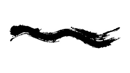 A single flowing black brushstroke on a plain white background