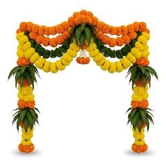 Indian Style Marigold Flower Toran for Wedding Ceremony, Temple Decoration and Festive Home Decor