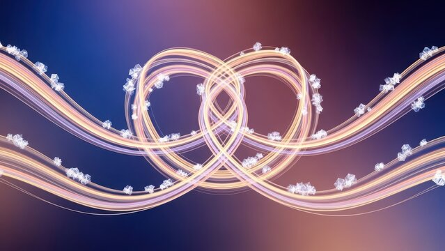 Vibrant glowing light trails swirling in dynamic motion against a dark background - Powered by Adobe