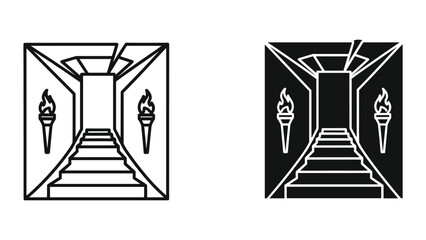 Stairway with torches in square frame