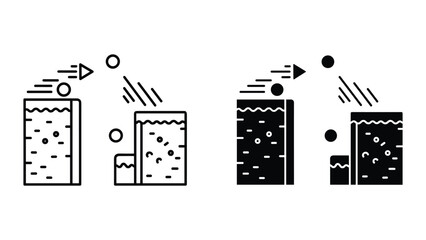 Evaporation process illustrated in simple diagrams