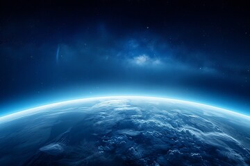 Awe-Inspiring Deep Space Perspective with Panoramic Cosmic Horizon and Luminous Soft Glow Effect