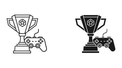 Gaming trophy and game controller icon set