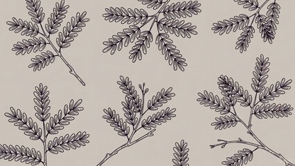 Seni garis hitam halus berupa cabang pakis di latar belakang netral © Efrydo Sihotang