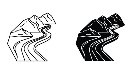 Mountainous landscape with winding road illustration