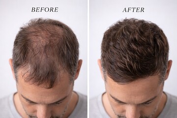 Before and After Hair Transplant Results for Men Showing Scalp Restoration and Hairline Regrowth