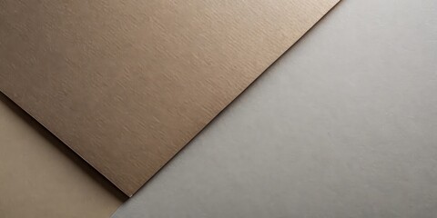 Abstract Composition of Textured Papers in Earthy Tones Featuring a Diagonal Division of Light and Dark Shades with Subtle Surface Variations and a Minimalist Aesthetic