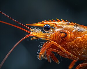 Exquisite Close-Up of Fresh Shrimp Showcasing Glorious Texture and Color for Culinary Delight