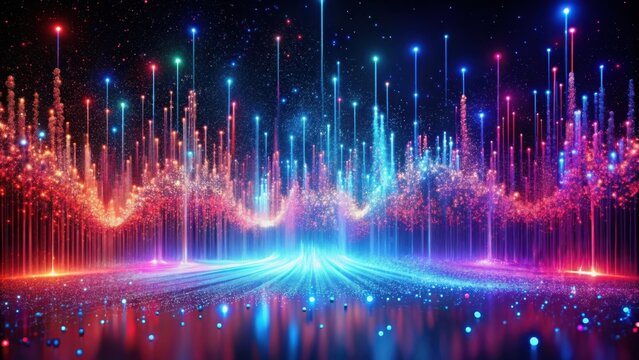 Abstract Colorful Light Beams and Sparkling Particles Create a Vibrant and Dynamic Energy Field