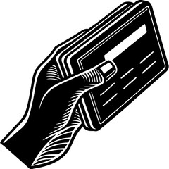 Silhouette of credit card swipe, payment vector isolated on White Background