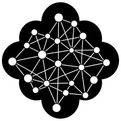 Silhouette of cloud with network nodes, cloud tech vector isolated on White Background