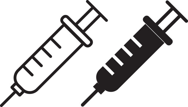 Vaccination icon collection in black. Insulin icon vector simple design. Set of medical syringe icons. Vaccination icon design for signs, logo, apps. Vaccination on transparent background
