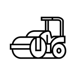 road roller as a simple single icon logo, line art, vector illustration, isolated on transparent background